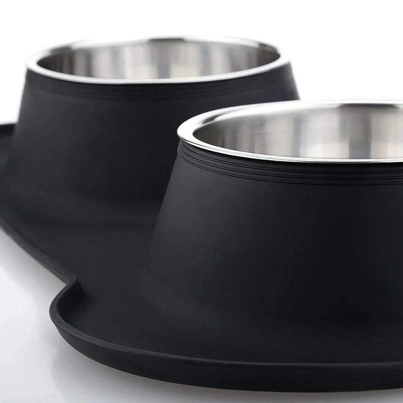 Double Dog Bowl With Silicone Mat